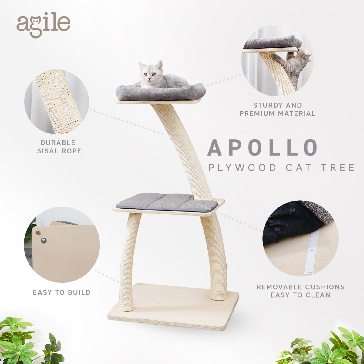 Apollo - Plywood Cat Tree - AGILE USA