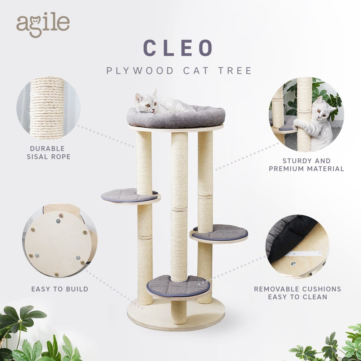 Cleo - Plywood Cat Tree - AGILE USA