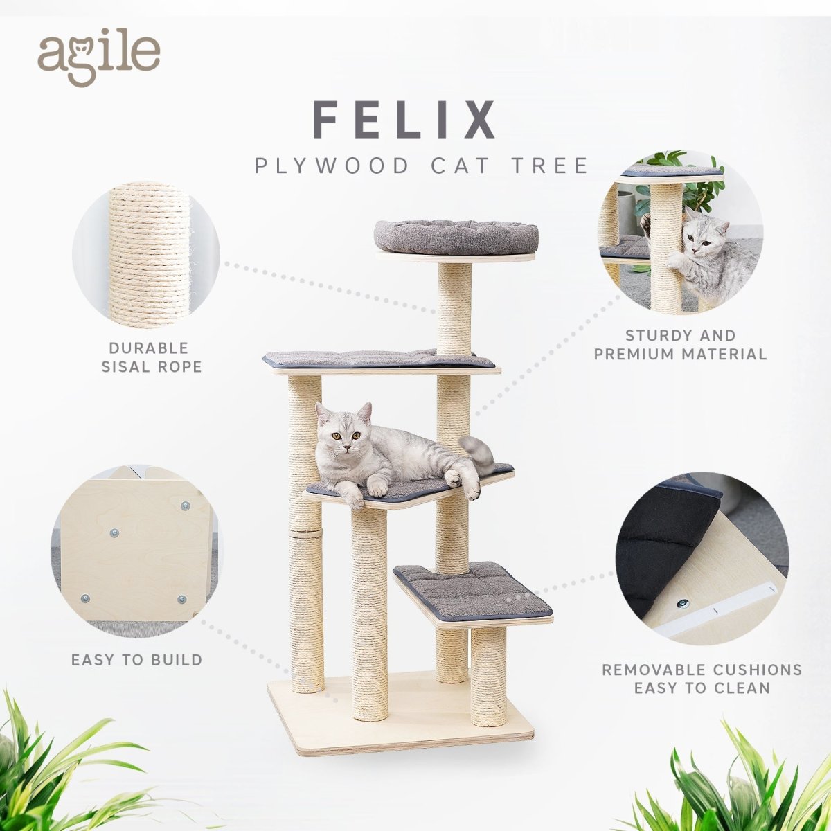 Felix - Plywood Cat Tree - AGILE USA