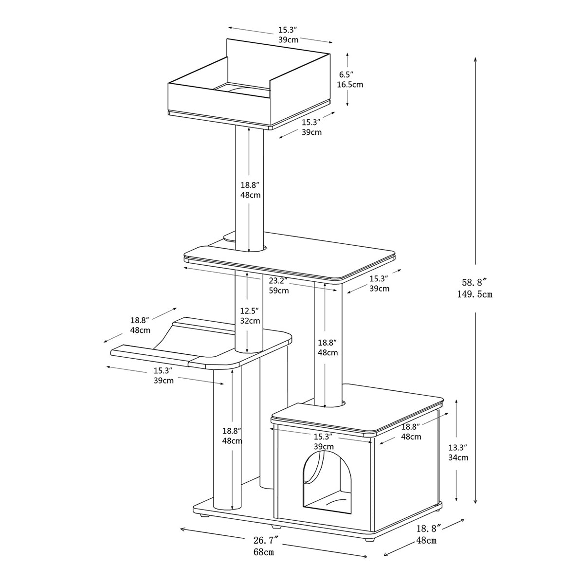 Loki 59" Pine Wood Cat Tree