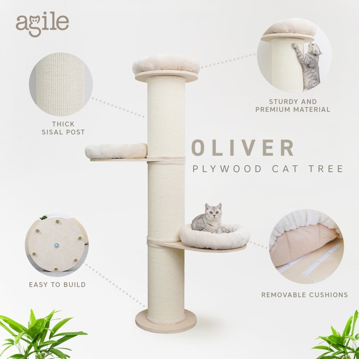 Oliver - Plywood Cat Tree - AGILE USA