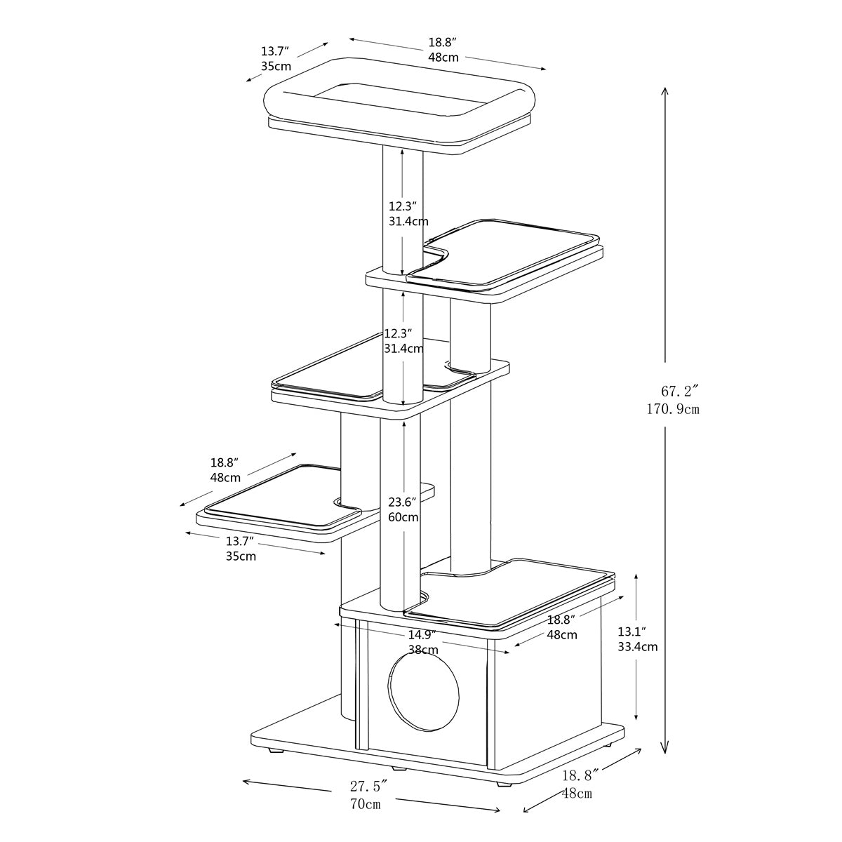 Oscar - Plywood Cat Tree - AGILE USA